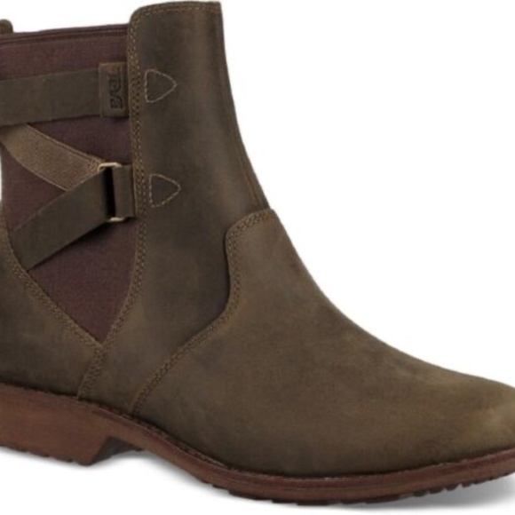 NEW Teva Ellery Ankle boots leather waterproof olive SIZE 5 DARK OLIVE NIB - Picture 2 of 8